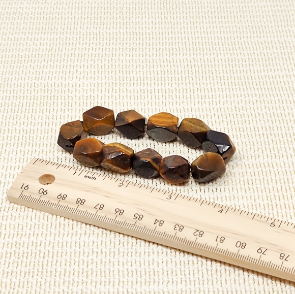 Brown-black natural stone bead handmade stretchy bracelet - Picture 2 of 5